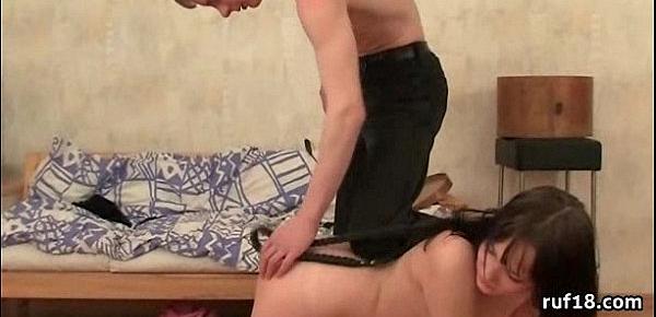  Teen tries bondage sex